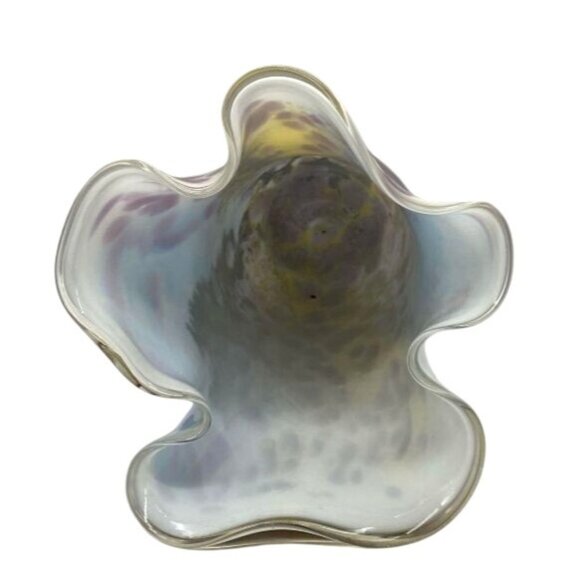 Hand-Blown Art Glass Vase With Abstract Floral Design - Picture 3 of 5